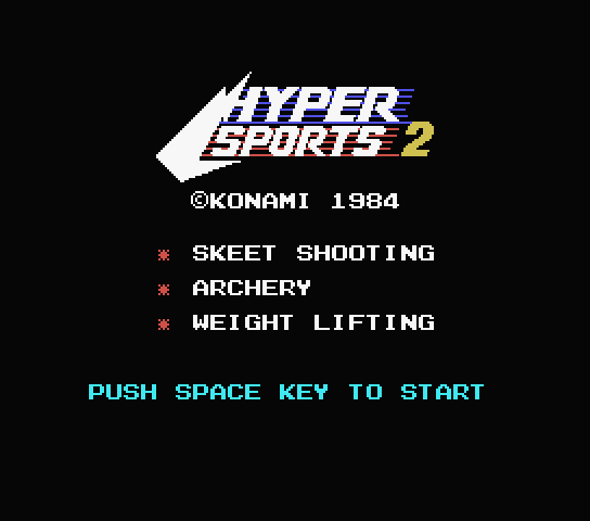 Hyper Sports 2 title screen for MSX